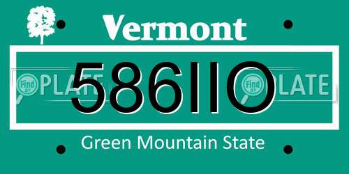 586IIO Vermont License Plate