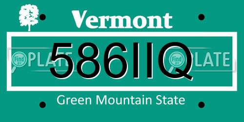 586IIQ Vermont License Plate