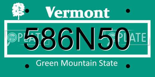 586N50 Vermont License Plate