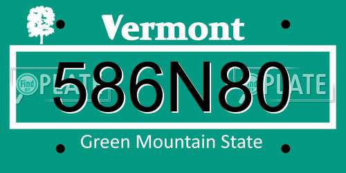 586N80 Vermont License Plate