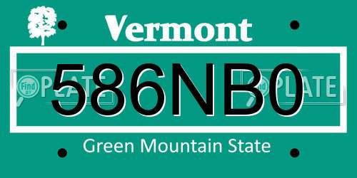 586NB0 Vermont License Plate