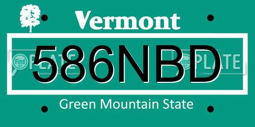 586NBD Vermont License Plate