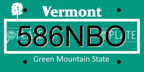 586NBO Vermont License Plate