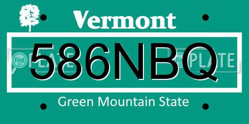 586NBQ Vermont License Plate