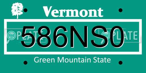 586NS0 Vermont License Plate