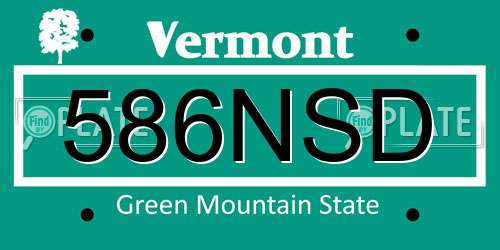 586NSD Vermont License Plate
