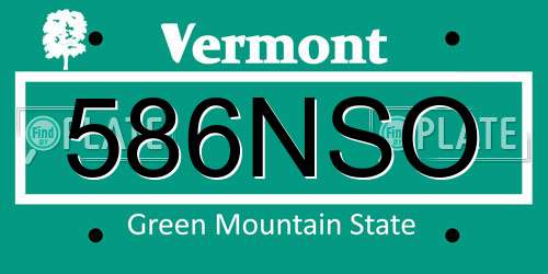 586NSO Vermont License Plate