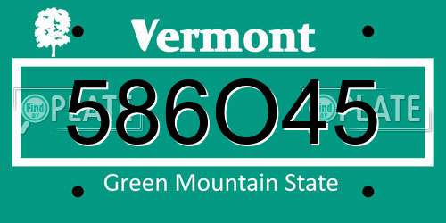 586O45 Vermont License Plate