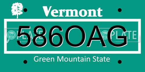 586OAG Vermont License Plate