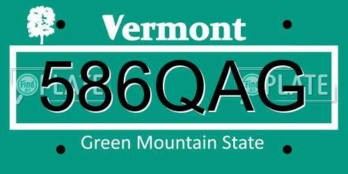 586QAG Vermont License Plate
