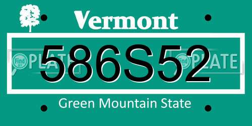 586S52 Vermont License Plate