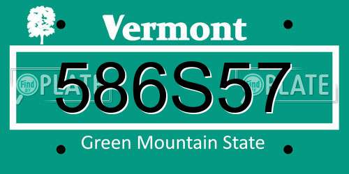586S57 Vermont License Plate