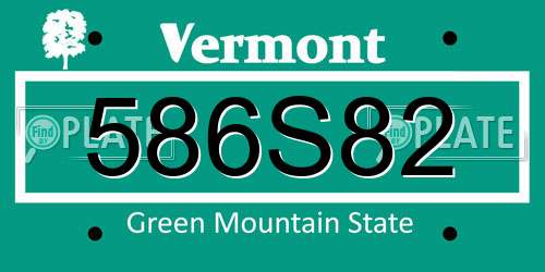 586S82 Vermont License Plate