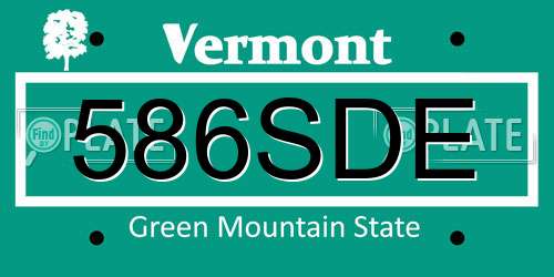 586SDE Vermont License Plate