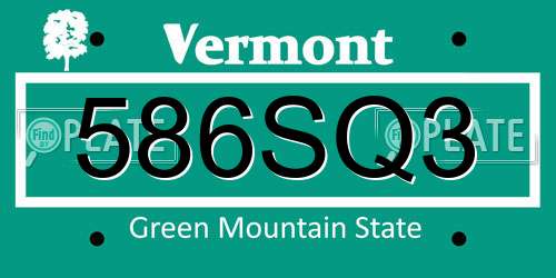 586SQ3 Vermont License Plate