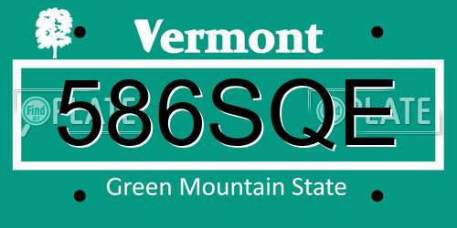 586SQE Vermont License Plate