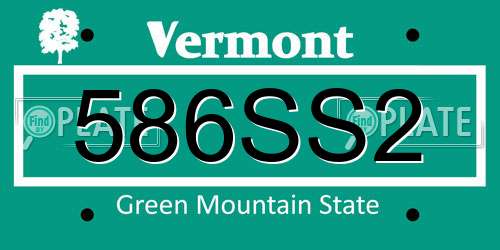 586SS2 Vermont License Plate