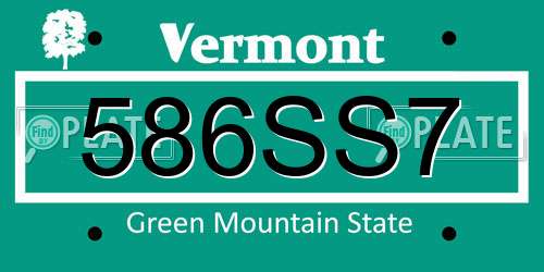 586SS7 Vermont License Plate