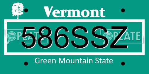 586SSZ Vermont License Plate