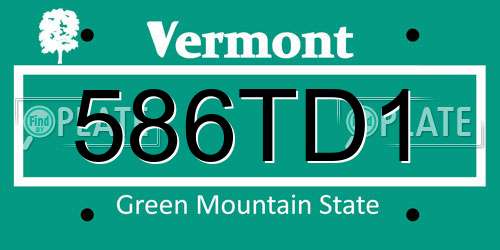 586TD1 Vermont License Plate