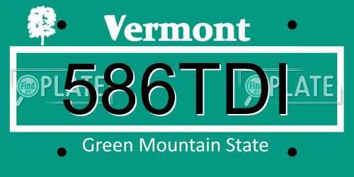 586TDI Vermont License Plate