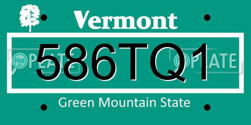 586TQ1 Vermont License Plate
