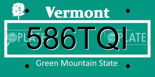 586TQI Vermont License Plate