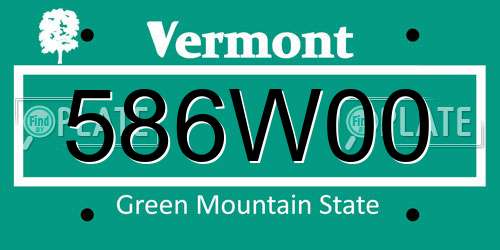 586W00 Vermont License Plate