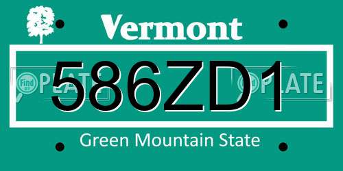 586ZD1 Vermont License Plate