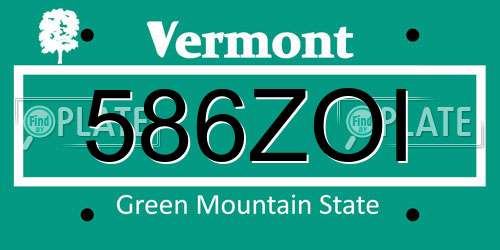 586ZOI Vermont License Plate