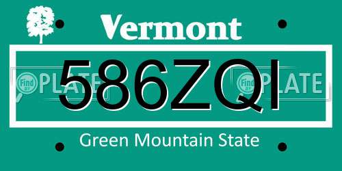 586ZQI Vermont License Plate