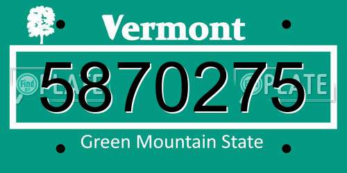 5870275 Vermont License Plate