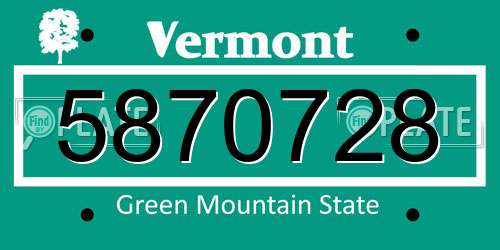 5870728 Vermont License Plate
