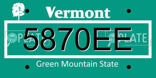 5870EE Vermont License Plate