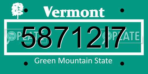 58712I7 Vermont License Plate