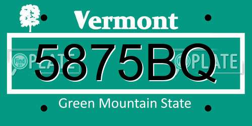 5875BQ Vermont License Plate