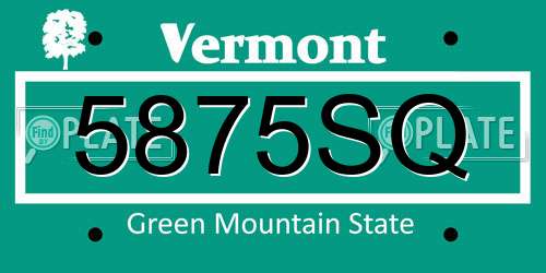 5875SQ Vermont License Plate