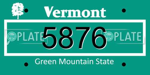 5876 Vermont License Plate