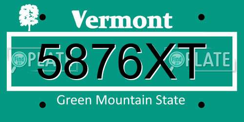 5876XT Vermont License Plate