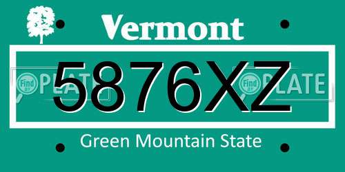 5876XZ Vermont License Plate