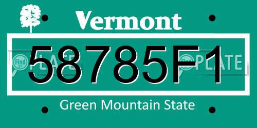 58785F1 Vermont License Plate