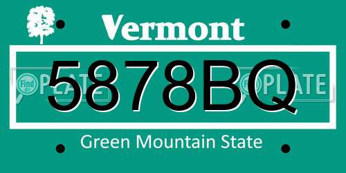 5878BQ Vermont License Plate