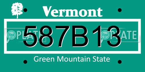 587B13 Vermont License Plate