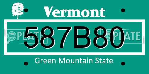 587B80 Vermont License Plate