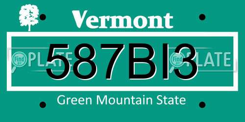 587BI3 Vermont License Plate