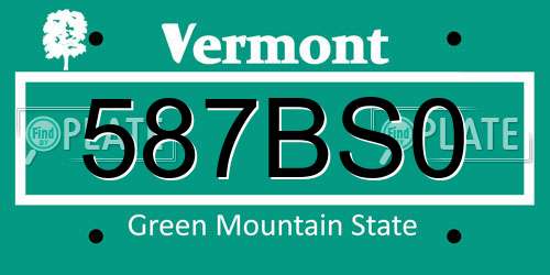 587BS0 Vermont License Plate