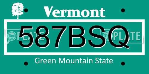 587BSQ Vermont License Plate
