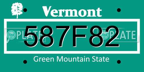 587F82 Vermont License Plate