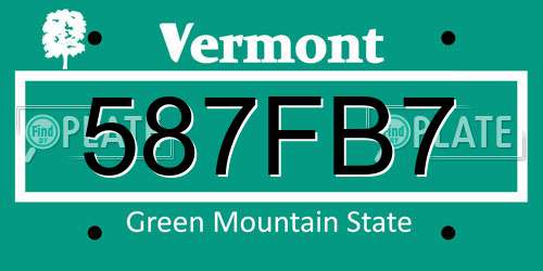 587FB7 Vermont License Plate