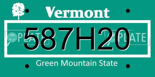 587H20 Vermont License Plate
